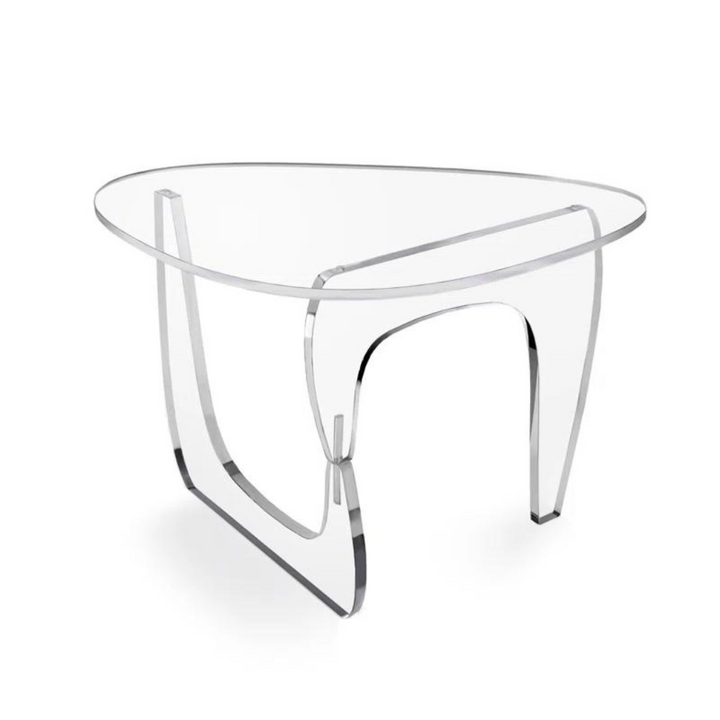 Clear aurora end table in white background
