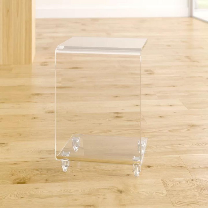 back view of Chic Acrylic End Table in clear with C-shaped design