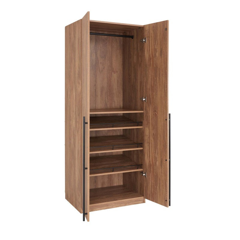 Beech 2-door wardrobe with 4 compartments