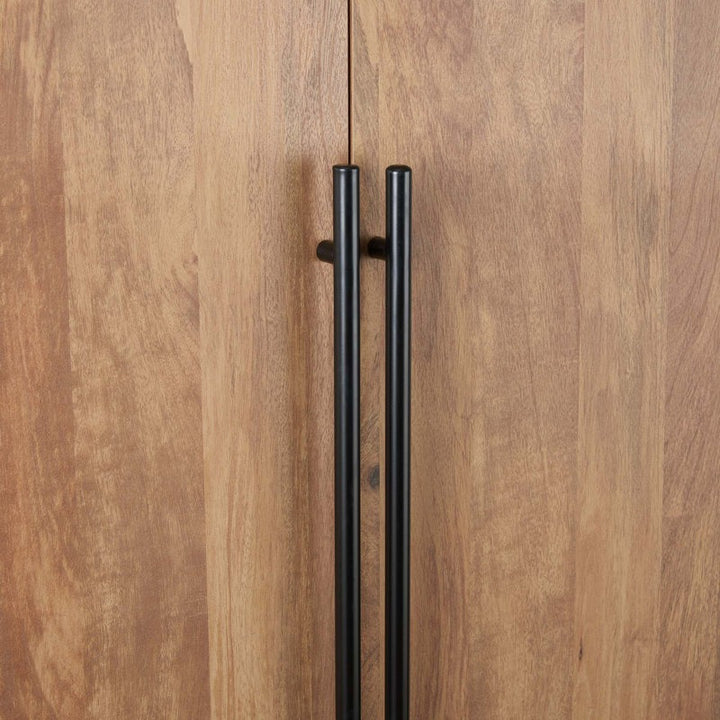 sleek black handles of 2-door wardrobe