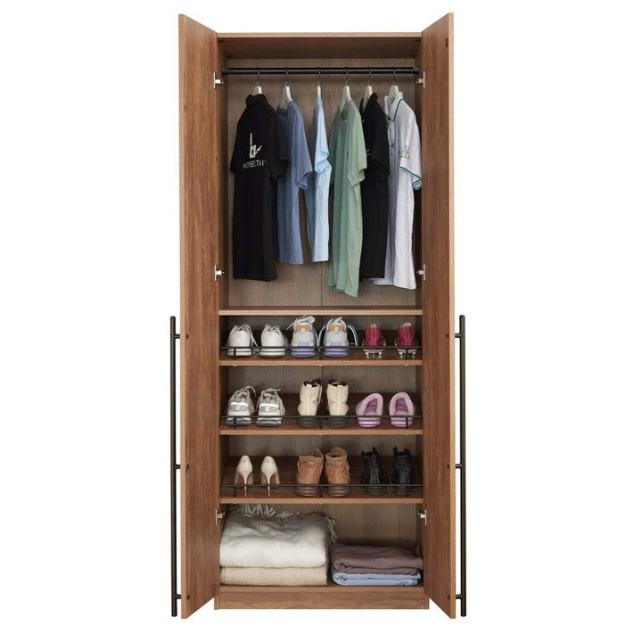 Modern 2-door wardrobe in beech for compact rooms