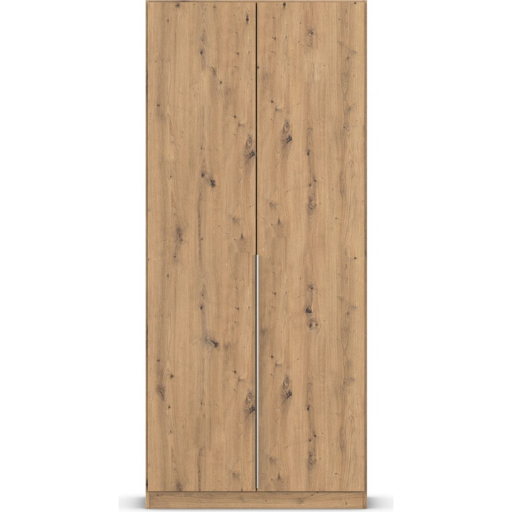 Stylish 2-door wardrobe in beech with integrated handle for premium look