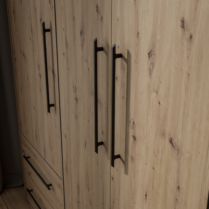 8 sturdy steel handles of 4-door wardrobe
