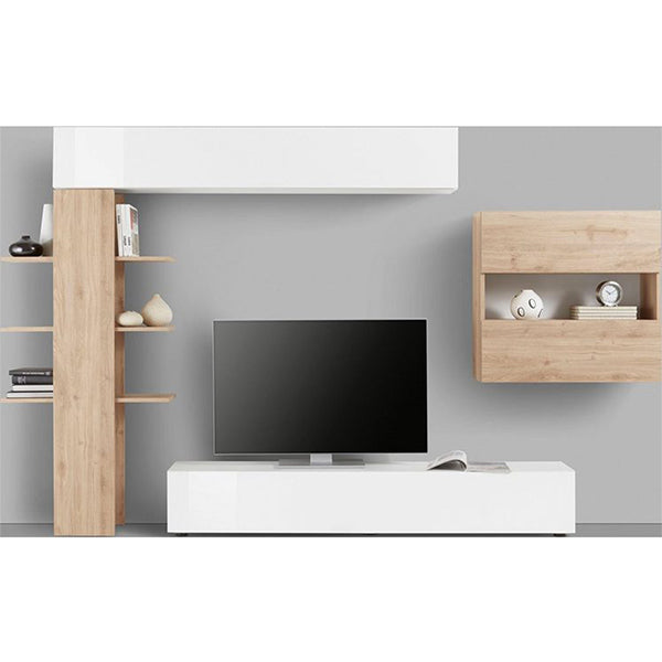 Premium beige and white tv unit set for spacious living room