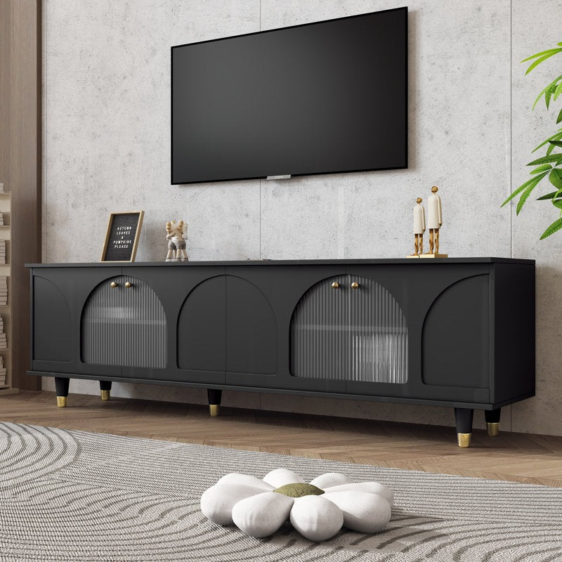 Stylish black tv stand with black gold legs