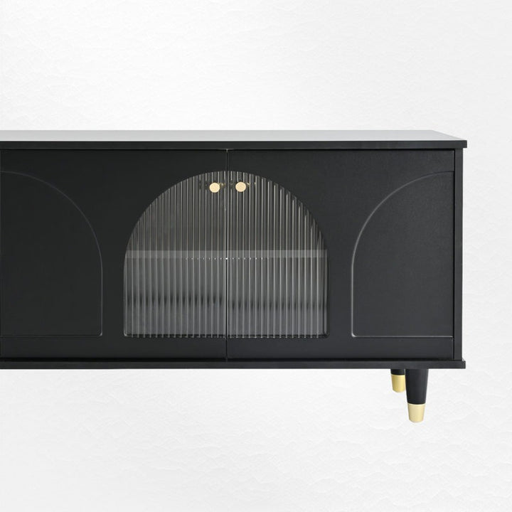 Black TV stand withfluted door design 