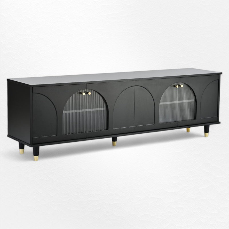 Modern black tv stand on a white background