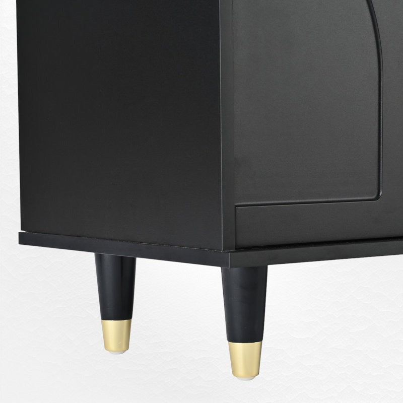 Premium black tv stand with gold accent