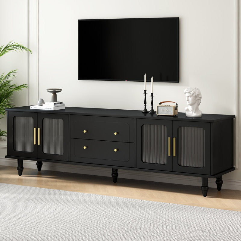 Modern black tv stand with arched fluted doors