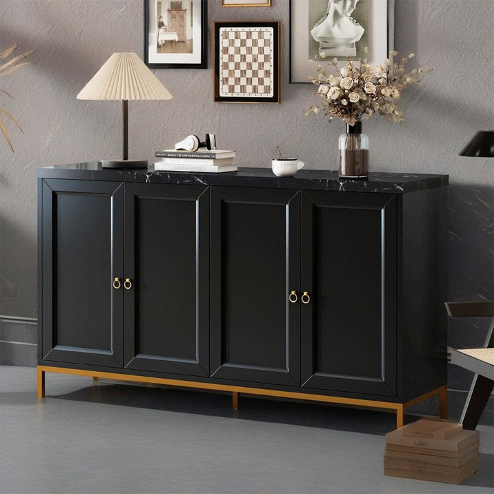 Luxury black cabinet with marble top