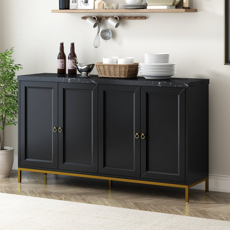 Stylish black sideboard with marble top