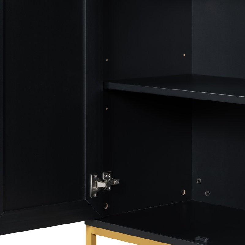 adjustable hinges of modern black cabinet