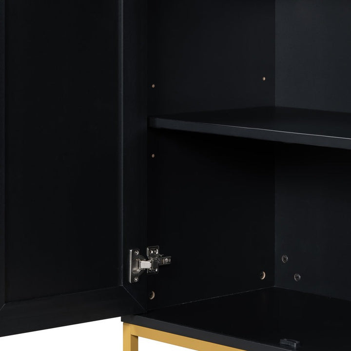 adjustable hinges of modern black cabinet
