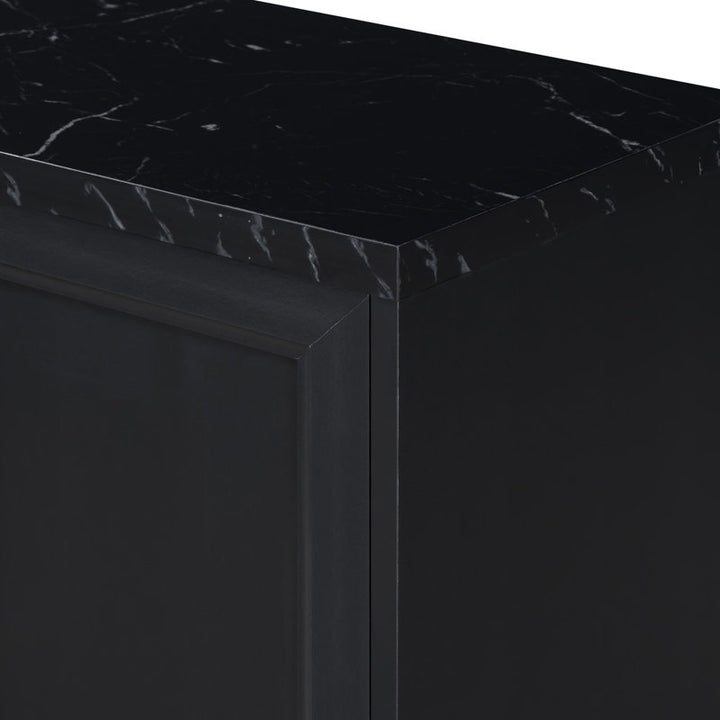 modern black console with marble top