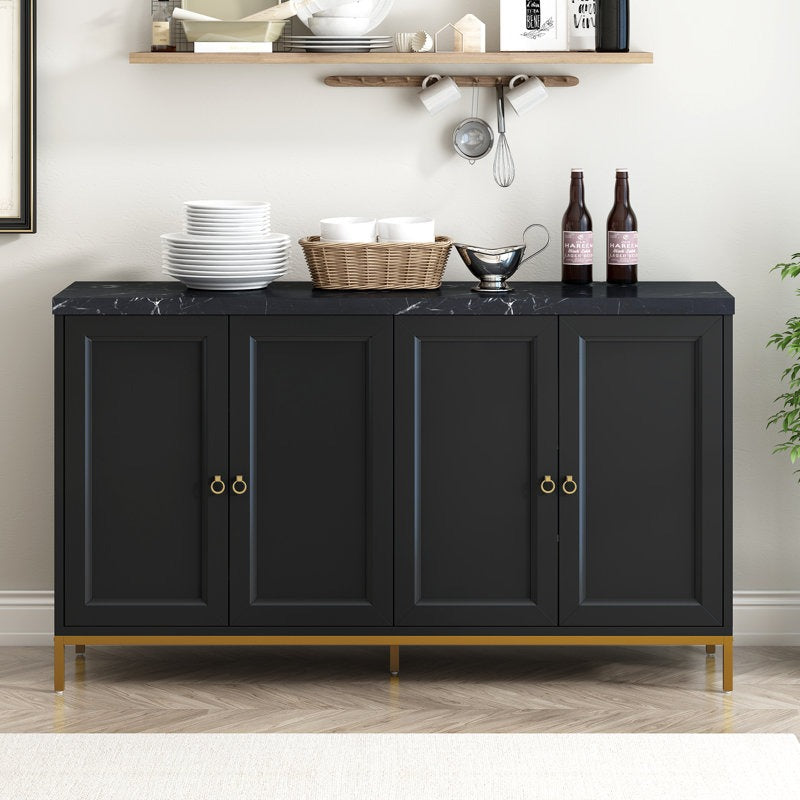 Modern black sideboard with 4 shutter, perfect for kitchen and dining