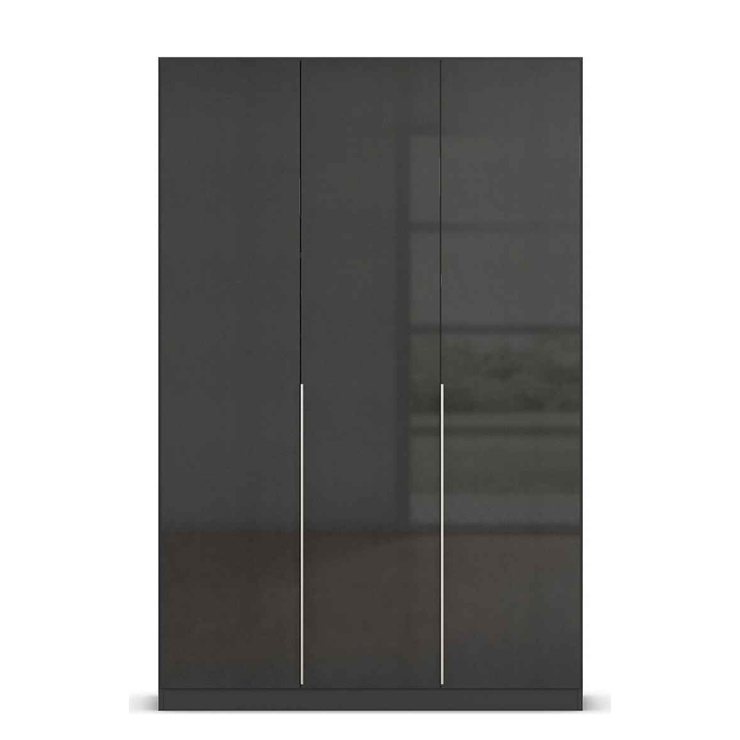 Modern black gloss wardrobe design on a white background