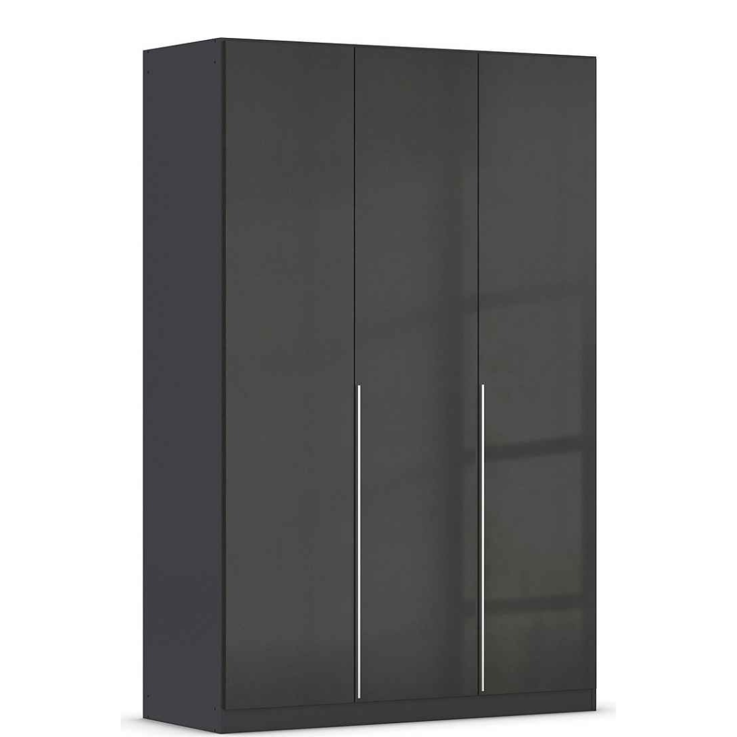 stylish black gloss 3-door wardrobe with 2 long vertical handles