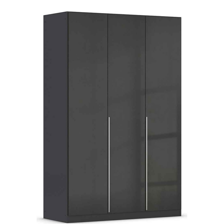 stylish black gloss 3-door wardrobe with 2 long vertical handles