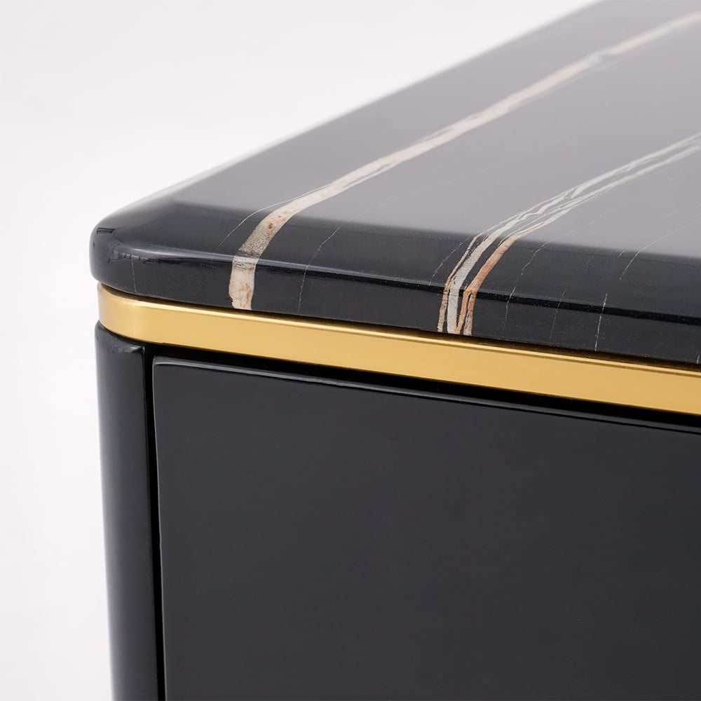 Black coffee table with gold accent