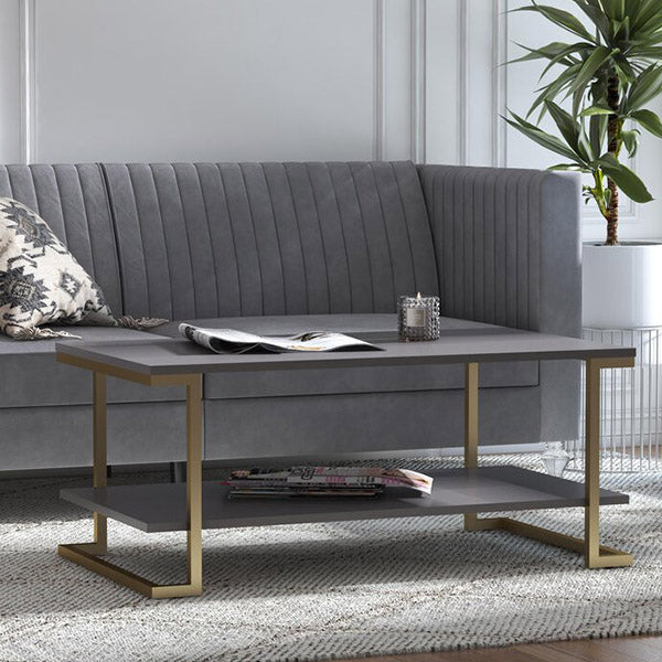 Modern black coffee table with golden legs 