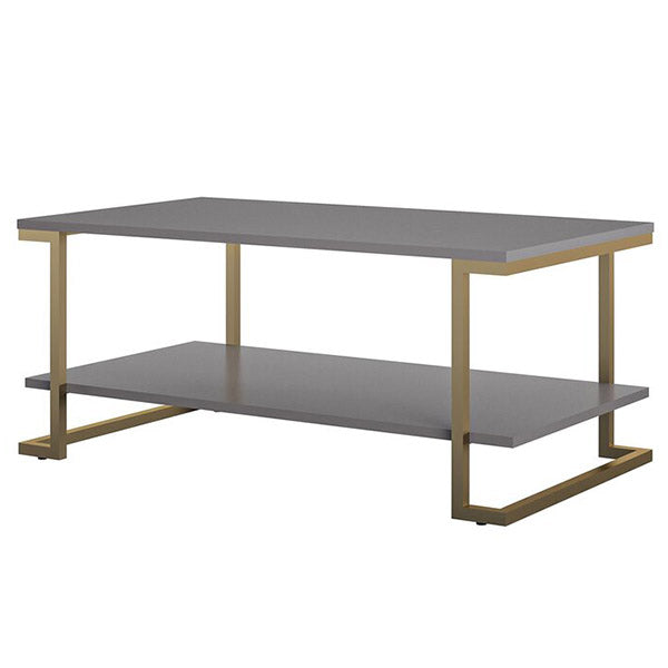 Rectangular coffee table in grey with golden legs