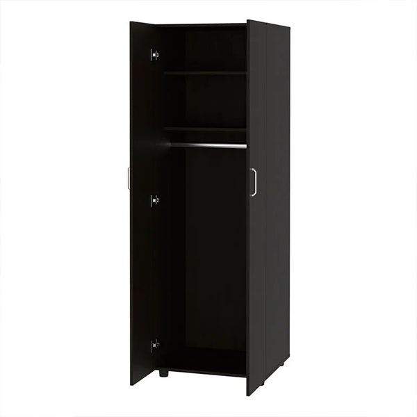 2-door wardrobe in black placed on white background
