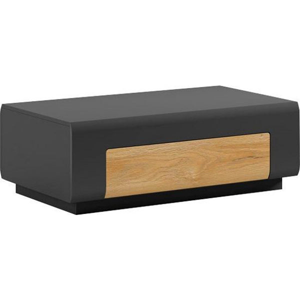 Premium black finish center table with single wooden drawers