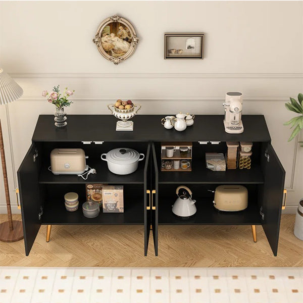 Black sideboard with generous storage cabinet with 4-door layout