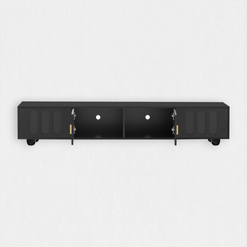 Modern black tv stand on white background