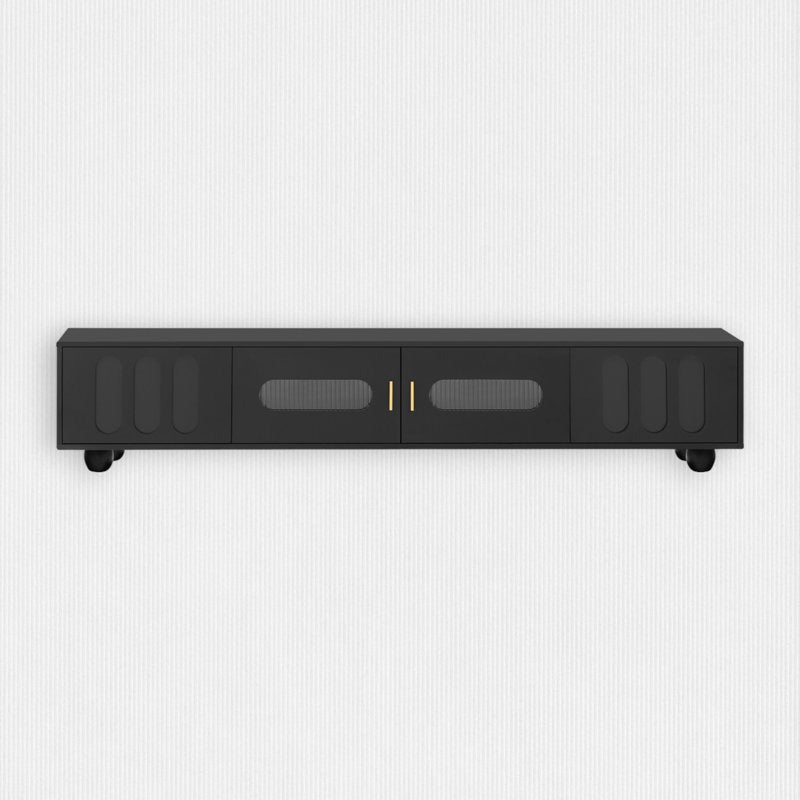 Stylish tv stand with storage on white background