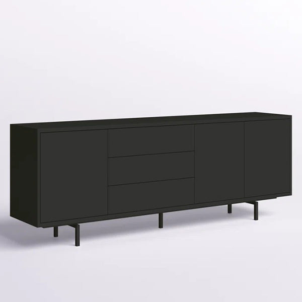Stylish black pu paint sideboard with metal frame leg