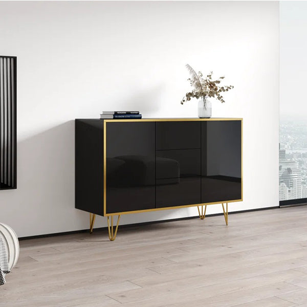 premium sideboard with gold detailing in black gloss