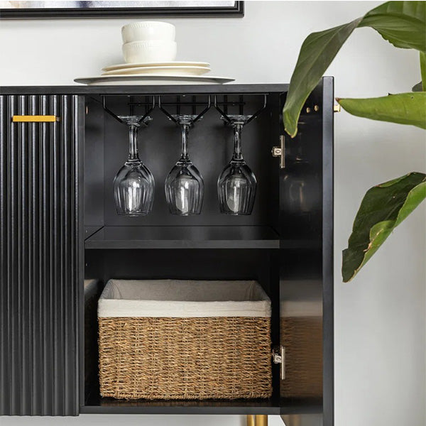 Black cabinet with adjustable shelf