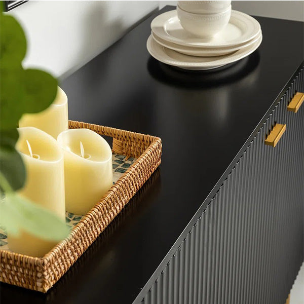 Modern black sideboard with metal handrail