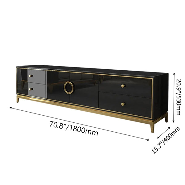 dimension of black tv stand 