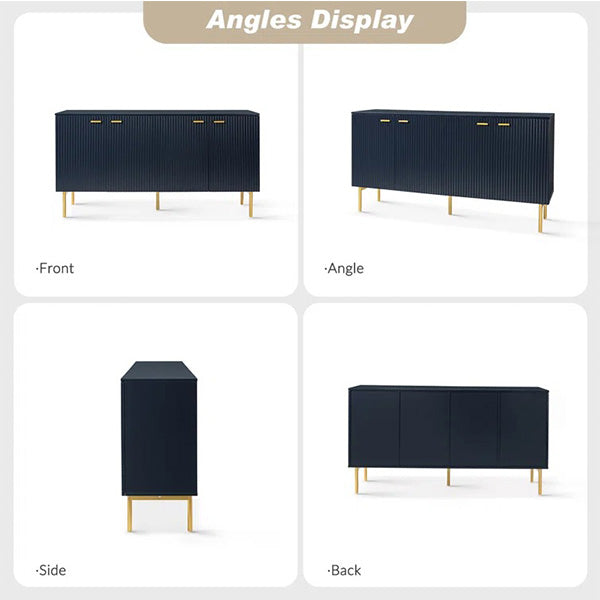 Modern navy blue sideboard with various angle 