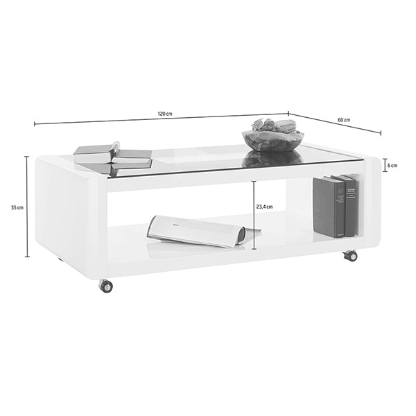 dimension white center table