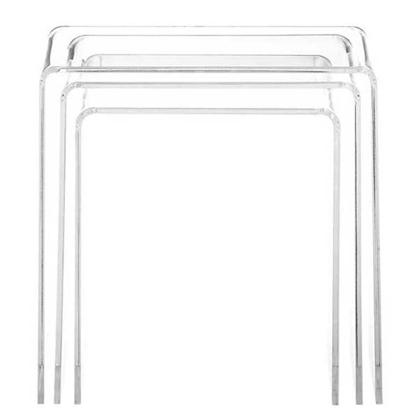 close up view of acrylic nesting table