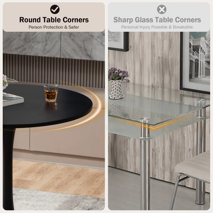 Black mdf round table for person protection