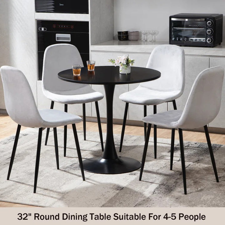 round dining table crafted from high-quality MDF board with 4 comfortable chair