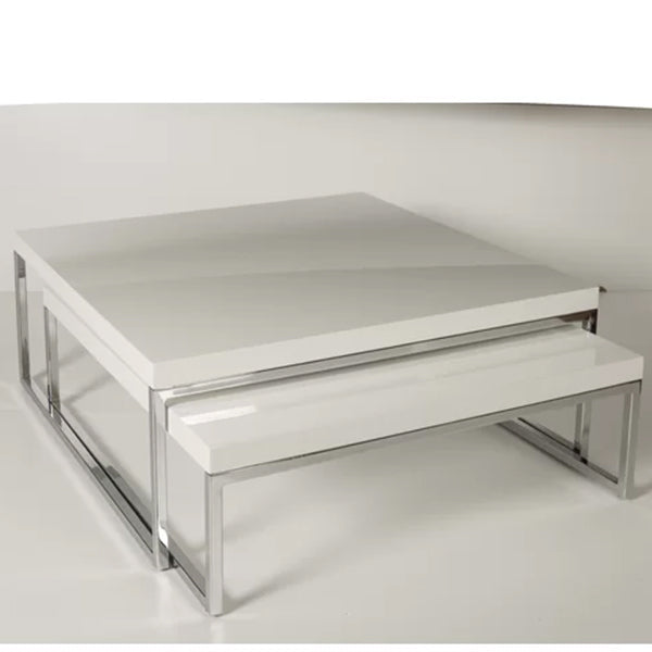 Modern nested center table in white