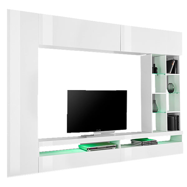 matte white tv unit set design