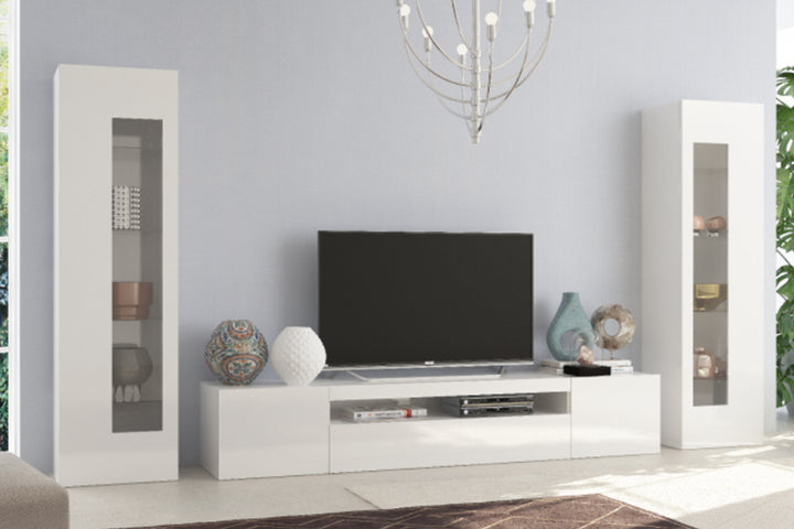 stylish white tv unit set design for living room