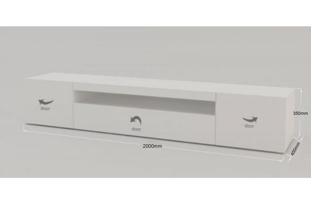 modern white tv unit in matte finish