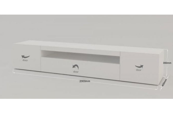modern white tv unit in matte finish