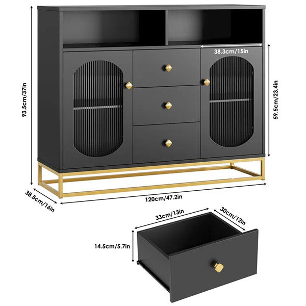 dimension of black sideboard