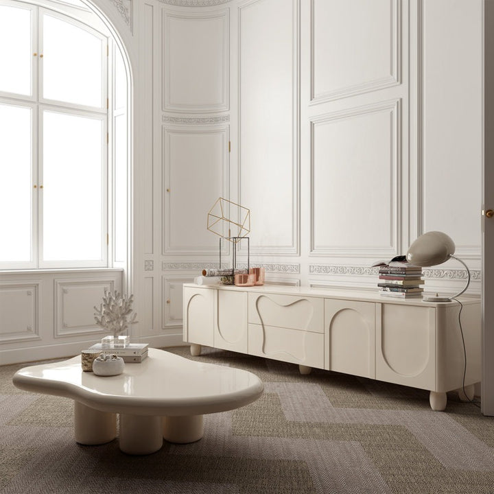 luxury white tv stand in a moden living room