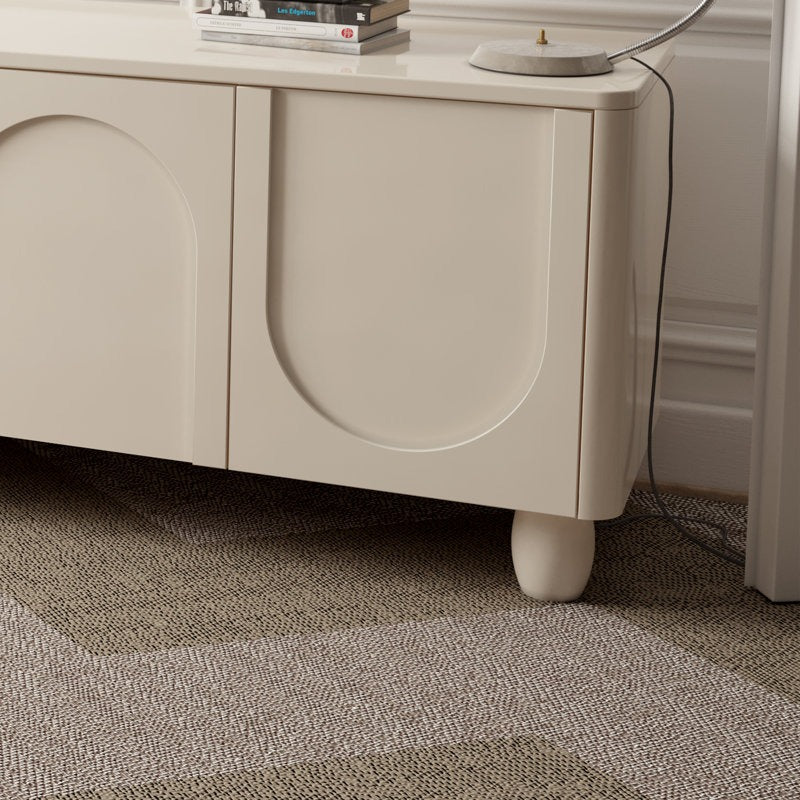 white tv stand with smooth curves for a seamless, elegant look