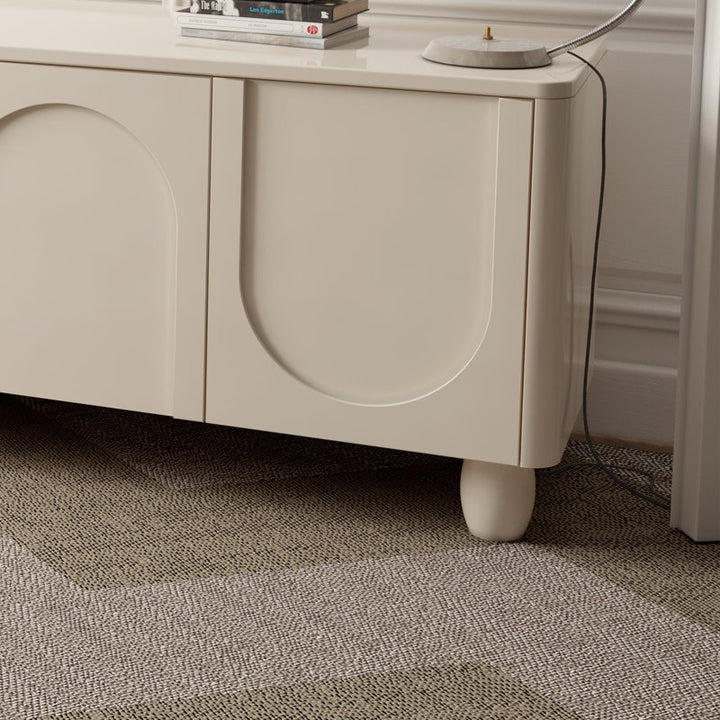 white tv stand with smooth curves for a seamless, elegant look