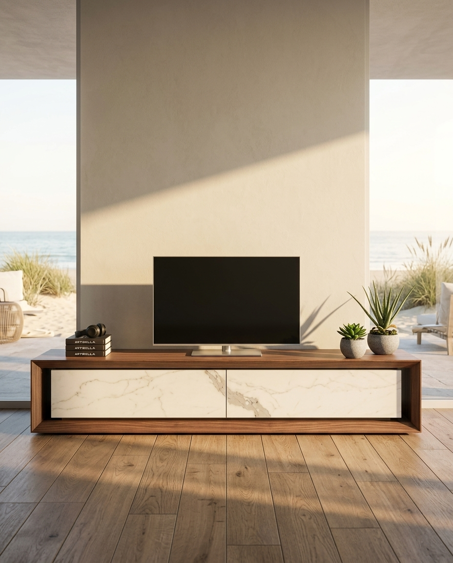 Nicolas Marble TV Stand |Small | Walnut